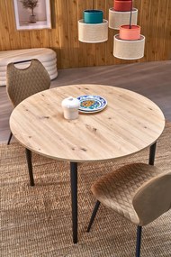 Stół rozkładany okrągły płyta dąb artisan/czarny 102-142x102x75 cm PIVOT