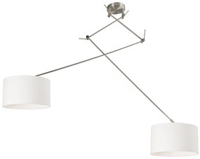 Stalowa lampa wisząca z kloszem 35 cm biała regulowana 2-światłowa - Blitz
