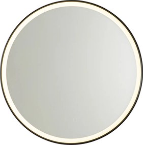 Lustro łazienkowe czarne 70 cm z LED, 3-stopniowe ściemnianie dotykowe, okrągłe - Miral