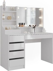 Stół toaletowy biały/biały wysoki połysk 119.8x50.1x76 sherry