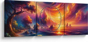 Obraz - Magiczny świat (z zegarem) (90x30 cm)
