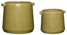 Zestaw 2 zielonych ceramicznych doniczek Hübsch Herb
