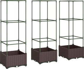 Outsunny Podwyższona grządka z kratką 3-częściowy zestaw donic z otworami odpływowymi | Aosom PL