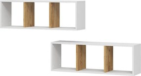 Półka ścienna biały/złoty dąb 90x22x30 tomy