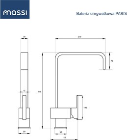 Bateria umywalkowa wysoka srebrna PARIS silver