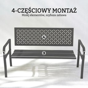 Outsunny Ławka ogrodowa 2-osobowa Metalowa odporna na warunki atmosferyczne Ławka zewnętrzna z odpornym na rdzę oparciem, geometryczna do 240 kg | Aosom PL