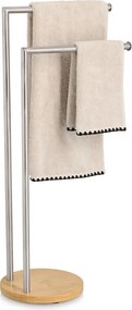 Stojak na ręczniki do łazienki ORVO, bambus i stal nierdzewna