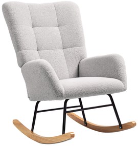 HOMCOM Fotel huśtawkowy, miękki pokrowiec, grube poduszki, antypoślizgowy, Jasnoszary