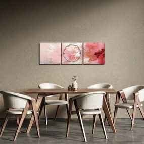 Obraz - Różowa abstrakcja (z zegarem) (90x30 cm)