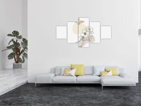 Obraz - Beżowe kwiaty z motylem N⁰3 (125x70 cm)