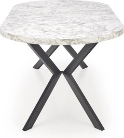 Okrągły rozkładany stół do jadalni Peroni biały marmur / czarny