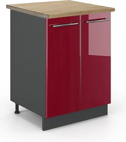 Szafki kuchenne bordowa czerwień wysoki połysk 60x60x82 fame-line