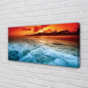 Obraz na płótnie Morze i Drzewa o Zachodzie