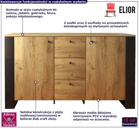 Komoda z 3 szufladami i szafkami - Luso 3X