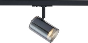 Nowoczesny reflektor czarny z przydymionym szkłem do systemu szynowego 1-fazowego - Iconic Lloyd