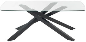 Stół do jadalni dla 8 osób ze szkła hartowanego i czarnego metalu - Przezroczysty - METRILIA