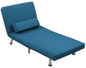 HOMCOM Składany fotel z funkcją spania, składany fotel relaksacyjny w stylu lnu, regulowane oparcie, 75 x 70 x 75 cm, Niebieski