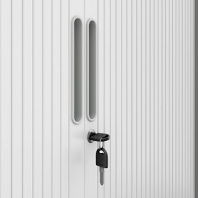 Metalowa szafa biurowa na akta z roletą DAMIAN, 900 x 1850 x 450 mm, biała