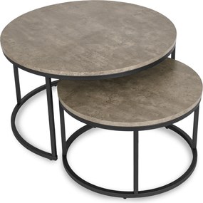 Zestaw Stolików Kawowych ROCKY MAX 60 cm/80 cm Szary Beton Nowoczesny Loft