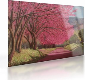 Obraz na szkle kwitnących drzew (70x50 cm)