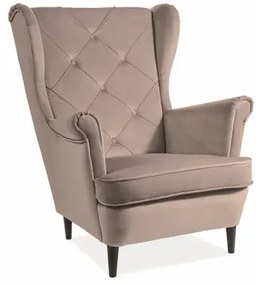 FOTEL LADY VELVET BEŻ BLUVEL 28 / WENGE SIGNAL
