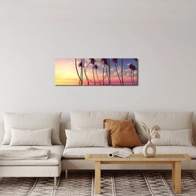 Obraz palm wznoszących się nad powierzchnią (z zegarem) (90x30 cm)