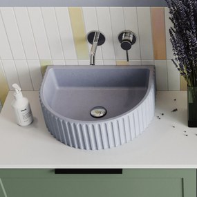 Umywalka betonowa podwieszana / nablatowa półokrągła bez otworu na baterię 45 x 36 cm MUSLIN | różne kolory : Kolor - Lawendowy, Typ montażu - nablatowa