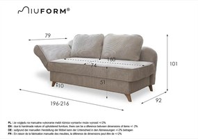 Antracytowy sztruksowy szezlong (lewostronny) Chic Charlotte – Miuform