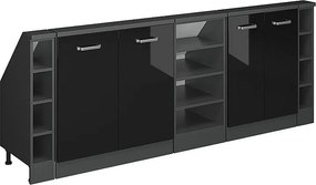 Szafka kuchenna na dach skośny czarny wysoki połysk 210x46x81.6 r-line