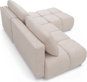 Narożnik Lerio prawostronny z funkcją spania - jasno beżowa dzianina hydrofobowa Blur 02