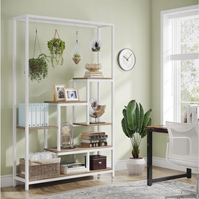 Stojak na rośliny doniczkowe, 5 poziomów, metalowa półka na rośliny, 180 cm, z 10 haczykami, wielofunkcyjny stojak na rośliny