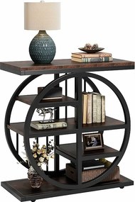 5-poziomowy stolik kawowy z drewna szlachetnego 60 x 30 cm z metalową ramą, w stylu industrialnym