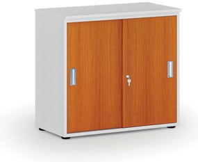 Szafa biurowa z drzwiami przesuwnymi PRIMO WHITE, 800 x 420 x 740 mm, biały/wiśnia