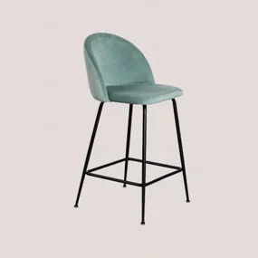 Zestaw 4 Aksamitnych Wysokich Stołków Kana Design Verde Abeto & ↑65 Cm & Negro - Sklum