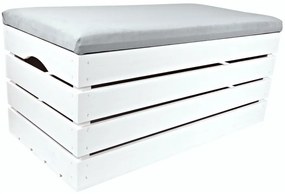 Pufa kufer skrzynia drewniana sosnowa siedzisko 80cm malowana biała