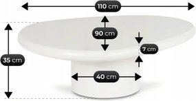 Stolik Kawowy EMILE 110 cm Biały Japandi