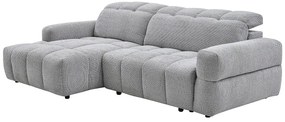 Kanapa narożna z funkcją relaksu, lewostronna, z elektrycznie wysuwanym siedziskiem w szarym materiale CARIALA