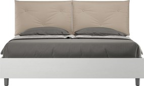 Łóżko wyposażone w stelaż z listwami 160x200 Frassino biała poduszkami sztucznej skóry szaro-beżowy Egos Appia