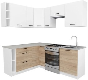 Narożne meble do kuchni dąb sonoma + biały  K6-K63