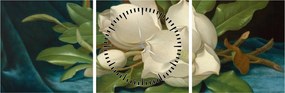 Obraz - Martin Johnson Heade, Giant Magnolias on a Blue Velvet Cloth, reprodukcje (z zegarem) (90x30 cm)