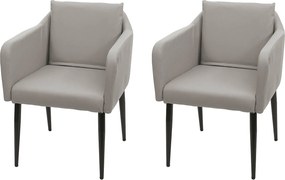 Krzesło do jadalni MCW-H93 (zestaw 2 sztuk), imitacja skóry taupe-szary