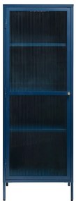 Niebieskia metalowa witryna Unique Furniture Bronco, wys. 160 cm