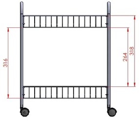 Regał 2-poziomowy na kółkach Metaltex Greg, dł. 41 cm