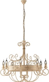 Żyrandol Baltimora z lakierowanego żelaza w kolorze kości słoniowej, 8 świateł, 126 Ø76 BL183-8-AV