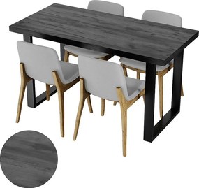 Stół Kuchenny Do Jadalni Loft Kolory Ciemne Drewno Czarne Nogi