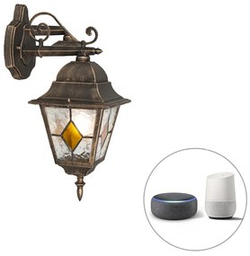 Zewnetrzna Inteligentna vintage lampa ścienna zewnętrzna brązowa w tym Wifi A60 - Antigua Rustykalny / Vintage Oswietlenie zewnetrzne