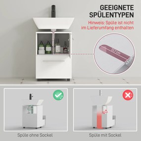 HOMCOM Szafka łazienkowa pod umywalkę z szufladą, Kompaktowa, Płyta wiórowa, Biała