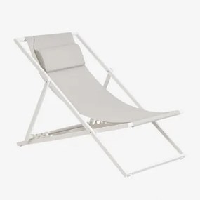 Zestaw 2 Składanych Leżaków Z Poduszką Ze Stali Jensy Jasnoszary - Sklum