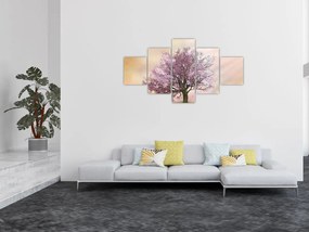 Obraz kwitnącego drzewa na szczycie wzgórza (125x70 cm)