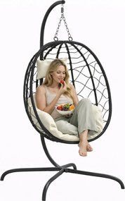 Fotel wiszący z kremowymi poduszkami K2-H13